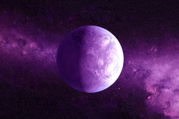 Purple exoplanet in deep space. Elements of this image furnished by NASA