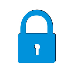 blue security lock icon. closed blocked. vector stock. simple flat outline illustration isolated eps10 on white background