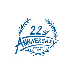 Fototapeta na wymiar 22 years design template. Twenty second years logo. Vector and illustration. 