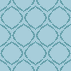Simple Ogee teal blue vector seamless repeat pattern. Editable color modern pattern for wallpaper, textile, paper, etc. 