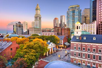 Deurstickers Verenigde Staten Skyline van de binnenstad van Boston, Massachusetts, VS