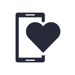 smartphone device with heart icon