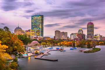 Boston, Massachusetts, USA Skyline on the River - obrazy, fototapety, plakaty