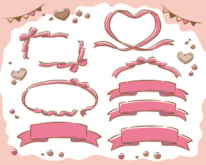 バレンタイン、リボンのフレーム素材