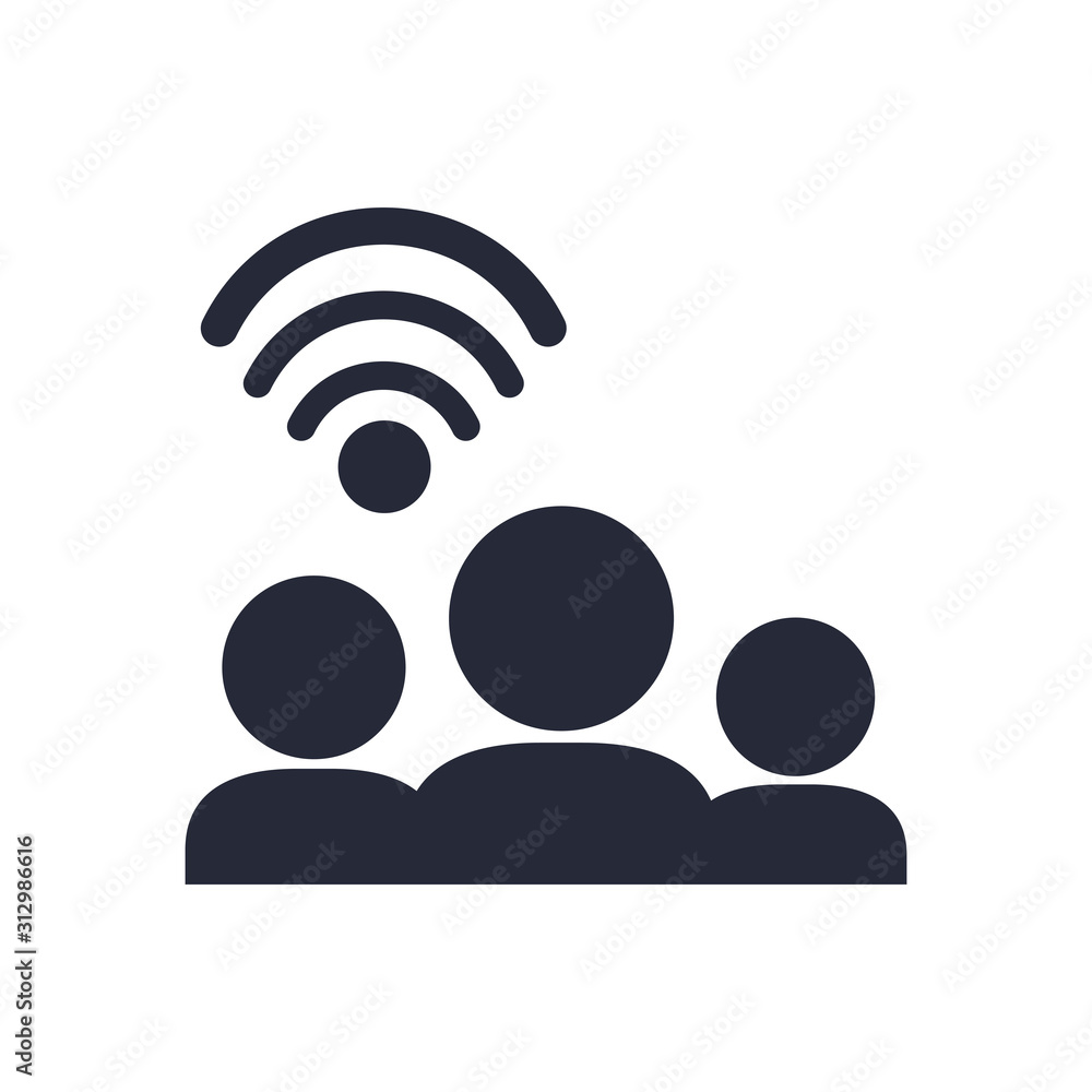 Poster group of users with wifi connection signal