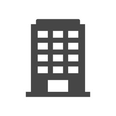 Office building icon in flat style isolated on white background. Vector illustration.