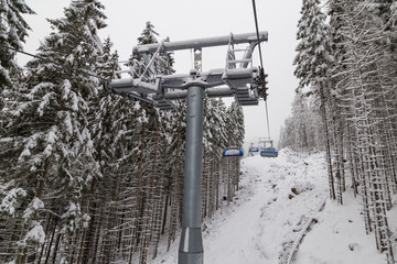 Chairlift on ski resort. Rohace - Spalena, Western Tatras. Slovakia.