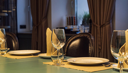 table setting for meal in the restaurant