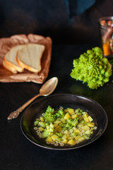 vegetable soup cauliflower romanesco (healthy eating vegetables) menu concept. food background. top view. copy space
