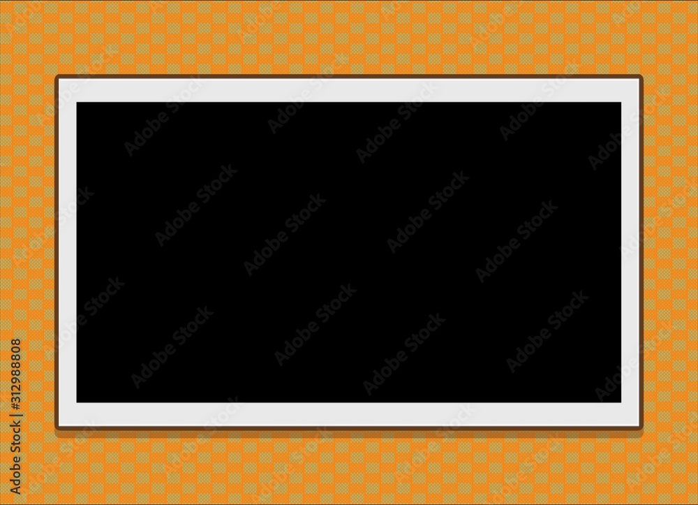 Wall mural simple rectangular blank black frame on meshed orange background