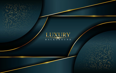 Luxurious dark background combine with golden lines and textured overlap layer design