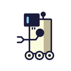 Fototapeta premium robot with wheels cyborg isolated icon