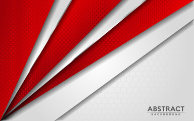 Modern abstract white and red background with 3D Overlap layers effect.