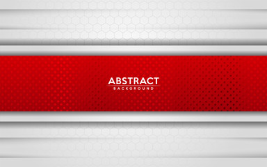 Modern abstract white and red background with 3D Overlap layers effect.