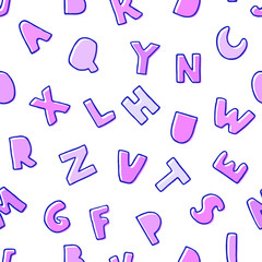 Vector seamless background with colorful letters. Alphabet. Can be used for wallpaper, pattern fills, web page, surface textures, textile print, wrapping paper