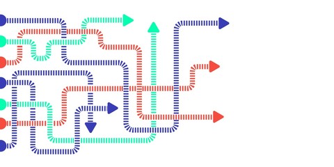 Direction concept. Abstract blue and red arrows minimal flat design.