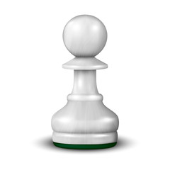 Vector 3d Realistic White Wooden Pawn Icon Closeup Isolated on White Background. Design Template. Game Concept. Chess, Chessmen. Stock Illustration