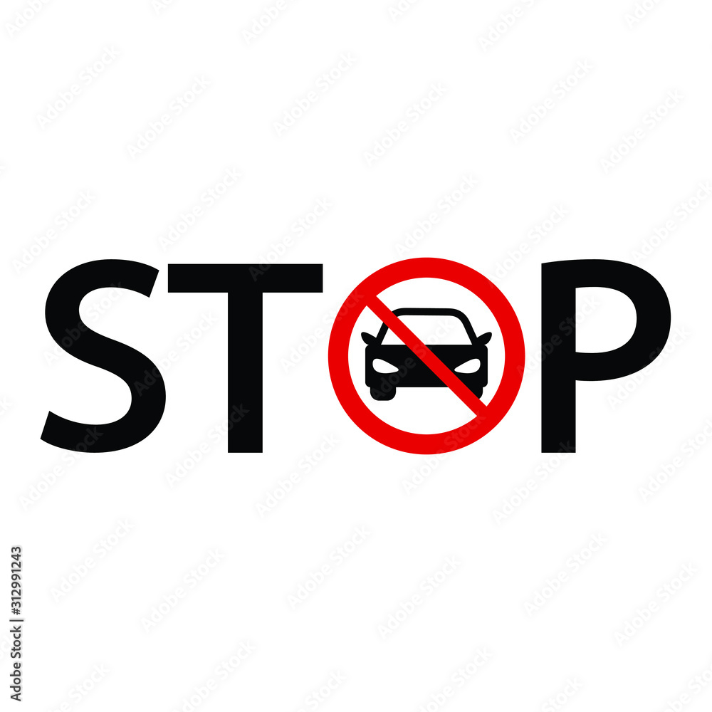 Canvas Prints  No car vector. Not allow car sign. The red circle prohibiting sing 