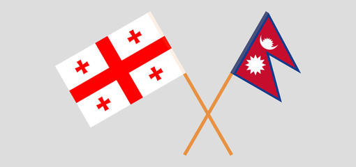 Crossed flags of Nepal and Georgia