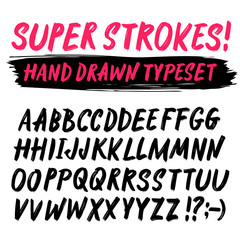 Hand drawn textured brush strokes vector typeset.