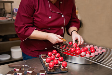 French mousse cakes with mirror glaze.