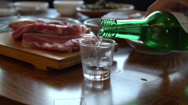 Video Slow Motion,Soju Korean Food..