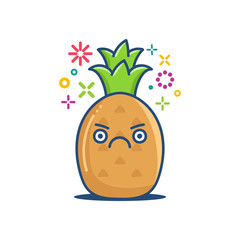 grumpy kawaii pineapple emoticon cartoon illustration