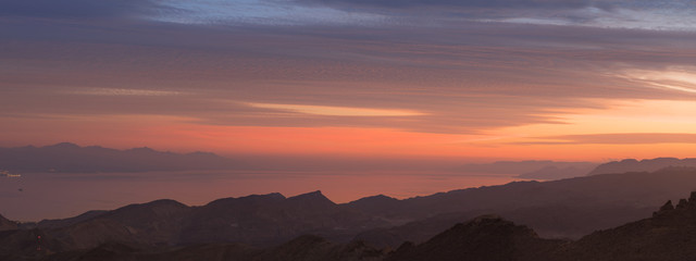 eilat red sea high mountains sunset panoramic view landscape wallpaper