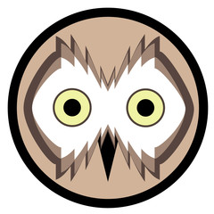 Owl face in the beige circle