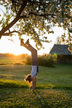 Girl doing handstand