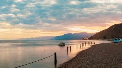 red sea Eilat seashore beach cloudy landscape in israel wallpaper