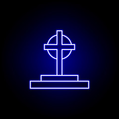 grave, cross, death outline blue neon icon. detailed set of death illustrations icons. can be used for web, logo, mobile app, UI, UX