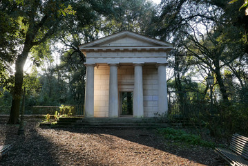 neoclassical temple in the forest