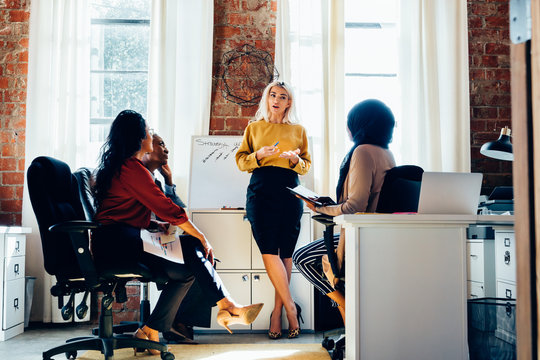 Multiethnic small business team meeting
