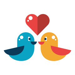birds couple with valentines day heart love