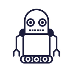 robot with wheels cyborg isolated icon