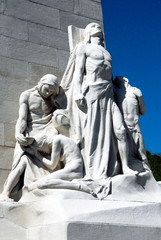 Titre	 Mémorial canadien de Vimy, bataille de la Crête de Vimy de 1917,  détail des sculptures du Mémorial, Pas-de-Calais, France