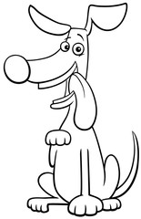 cartoon playful dog character color book page