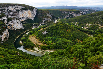 View over the ardeche river in the provence in France