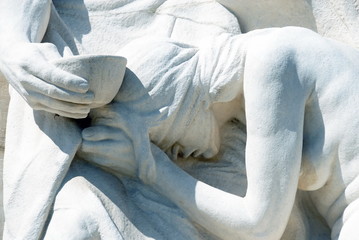 Mémorial canadien de Vimy, bataille de la Crête de Vimy de 1917, détail d'une des sculptures du...