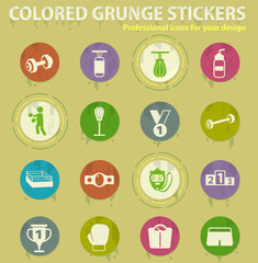 boxing colored grunge icons