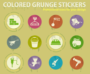 Construction colored grunge icons