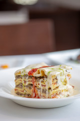 Lasagna with cream sauce