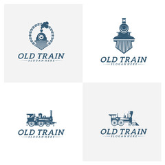 Set of Classic train logo concept, Locomotive logo design vector template, Creative design, icon symbol