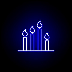 candles, death outline blue neon icon. detailed set of death illustrations icons. can be used for web, logo, mobile app, UI, UX