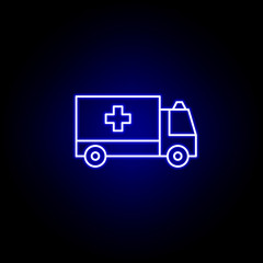 ambulance, death outline blue neon icon. detailed set of death illustrations icons. can be used for web, logo, mobile app, UI, UX