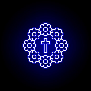 bouquet, death outline blue neon icon. detailed set of death illustrations icons. can be used for web, logo, mobile app, UI, UX