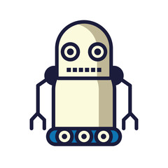 robot with wheels cyborg isolated icon