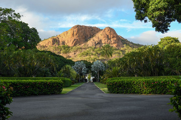 A view of Castle Hill as seen from Queens Gardens in Townsville, Queensland, Australia