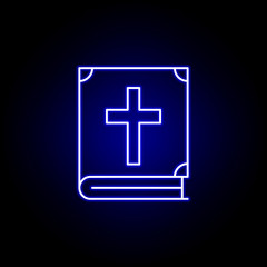 bible, death outline blue neon icon. detailed set of death illustrations icons. can be used for web, logo, mobile app, UI, UX